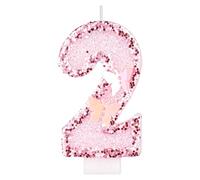 Alaoo Candele di Compleanno, Candele per Torta di 2° Compleanno, con Farfalla Candele Decorazione di Topper Torta, Candele per Torte, Decorazioni per Feste, Adatto a Ragazzi e Ragazze(Rosa-2)