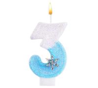 Alaoo Candele di Compleanno, Candele per Torta di 3° Compleanno, con Fiocchi di Neve Candele Decorazione di Topper Torta, Candele per Torte, Decorazioni per Feste, Adatto a Ragazzi e Ragazze(Blu-2)