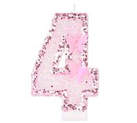 Alaoo Candele di Compleanno, Candele per Torta di 4° Compleanno, con Farfalla Candele Decorazione di Topper Torta, Candele per Torte, Decorazioni per Feste, Adatto a Ragazzi e Ragazze(Rosa-4)