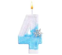Alaoo Candele di Compleanno, Candele per Torta di 4° Compleanno, con Fiocchi di Neve Candele Decorazione di Topper Torta, Candele per Torte, Decorazioni per Feste, Adatto a Ragazzi e Ragazze(Blu-4)
