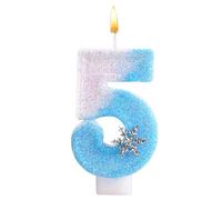 Alaoo Candele di Compleanno, Candele per Torta di 5° Compleanno, con Fiocchi di Neve Candele Decorazione di Topper Torta, Candele per Torte, Decorazioni per Feste, Adatto a Ragazzi e Ragazze(Blu-5)