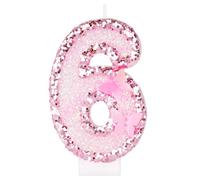 Alaoo Candele di Compleanno, Candele per Torta di 6° Compleanno, con Farfalla Candele Decorazione di Topper Torta, Candele per Torte, Decorazioni per Feste, Adatto a Ragazzi e Ragazze(Rosa-6)
