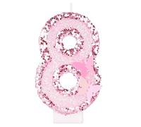Alaoo Candele di Compleanno, Candele per Torta di 8° Compleanno, con Farfalla Candele Decorazione di Topper Torta, Candele per Torte, Decorazioni per Feste, Adatto a Ragazzi e Ragazze(Rosa-8)