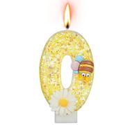 Alaoo Candele di Compleanno, Giallo Candele per Torta di 0° Compleanno | con Ape Candele Decorazione di Topper Torta, Candele per Torte, Decorazioni per Feste, Adatto a Ragazzi e Ragazze