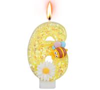 Alaoo Candele di Compleanno, Giallo Candele per Torta di 6° Compleanno