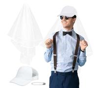Alaoo Cappello e velo per addio al celibato, Cappello da uomo con velo