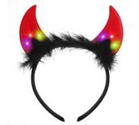 Alaoo Cerchietto Corna Diavolo, Fascia Luminosa a Forma di Corno, Corna del Diavolo con LED con Piume, per Fasce Costume per Capelli da Uomo e da Donna, per Feste Carnevale Halloween