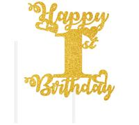 Alaoo Oro Torta Topper, Topper per Torta di Numero 1 Anno | Decorazioni per Torte Happy Birthday, Riutilizzabile, Adatto per Feste di Compleanno e Baby Shower