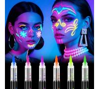 Alaoo Penne Glitter Tatuaggi per Bambini, 6 Pezzi, Tatuaggi Temporanei Penna Truccabimbi, Adatto per Carnevale, Halloween e Feste di Compleanno