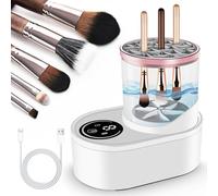 Alaoo Pulitore Pennelli Trucco Elettrico, Cosmetic Brush Cleaner, Detergente per Pennelli per Trucco Alimentato Tramite USB, Pulitore Pennelli Trucco Pulizia Rapida, Rettangolo trasparente