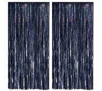 Alaoo Tende Metalliche Feste, 2 Pezzi Tende Metalliche Feste, 1x2.5m Tenda con Frange di Compleanno, Tende Decorative Lucide per Feste, Adatto per Compleanni, Matrimoni, Feste di Capodanno(Nero)