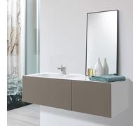 Alape WP.Folio7 Plan de toilette, 1254x350x500mm, meuble sous-lavabo 2 tiroirs, lavabo avec trou pour robinet, 5158811000, 5158811000, Colorazione: Lacca satinata pietra di luna