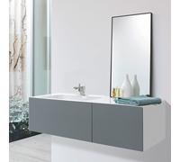 Alape WP.Folio7 Plan de toilette, 1254x350x500mm, meuble sous-lavabo 2 tiroirs, lavabo avec trou pour robinet, 5158810000, 5158810000, Colorazione: Laccato opaco seta Grigio fossile