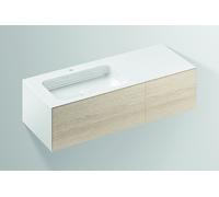 Alape WP.Folio7 Plan de toilette, 1254x350x500mm, meuble sous-lavabo 2 tiroirs, lavabo avec trou pour robinet, 5158816000, 5158816000, Colorazione: Decorazione in legno rovere spazzolato