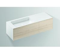 Alape WP.Folio8 Plan de toilette, 1254x350x450mm, meuble sous-lavabo 2 tiroirs, lavabo sans trou pour robinet, 5158516000, 5158516000, Colorazione: Decorazione in legno rovere spazzolato