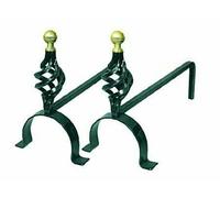 ALARI CAMINO 2 PEZZI CM 40 h X 25 DECORAZIONE PIGNA FERRO VERNICIATO FERR 245845