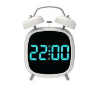 Alarm Clock - 7x4 Inches Bedroom Clock for Heavy Sleepers, Reliable Up with Noise Machine Function, Portable Timer for Nursery, Kitchen, Bathroom, Home, White, presents Box