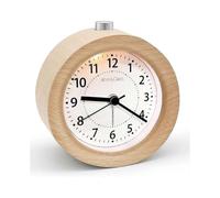 Alarm Clock Analogue Without Ticking, Alarm Clock Wood with Snooze, Retro Alarm Clock Table Clock with Night Light, Alarm Clock Without Radiation Batt