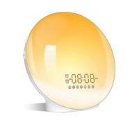 Alarm Clock Wake Up Light with Sunrise Sunset Simulation Dual Alarms Bedside Night Lamp Snooze Function Fm Radio 7 Natural Sounds 7 Colorful Atmospher