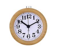 Alarm Clock Wooden Round Alarm Clock with Night Light Silent Snooze Table Desktop Kids Alarm Clock