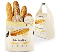 alasemo Sacchetti Per Pane Riutilizzabili In Cera D'Api, Confezione Da 2 Con Base Autoportante, Mantengono Il Pane Fresco Con Cerniera E Chiusura A Scatto, Due Misure: L 35×25×10cm E S 31,5×21×10cm