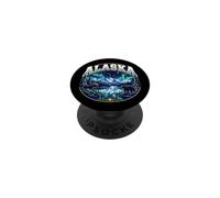Alaska Aurora Moose Bear Mountain Wilderness Graphic PopSockets PopGrip Adesivo
