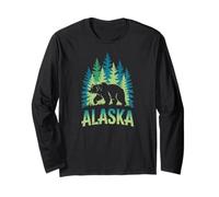 Alaska Bear Graphic - Souvenir di Viaggio nella Foresta Selvaggia Maglia a Manica