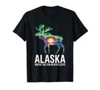 Alaska Dove Il Sole Non Dorme mai di Mezzanotte Maglietta