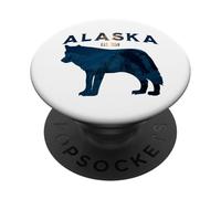 Alaska Est. 1959 Montagne del lupo e luna PopSockets PopGrip Adesivo