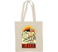 Alaska Inuit State Vintage Retro Style Travel Poster Cotone Naturale Tote Bag Bianco