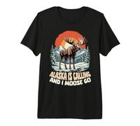 Alaska Is Calling And I Moose Go Retro Vintage Divertente Alaska Maglietta Premium
