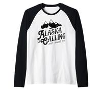 Alaska is Calling And I Must Go T Shirt Uomo Donna Montagne Maglia con Maniche Raglan