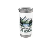 Alaska, Lago di montagna divertente e alberi per gli amanti delle attività all'aperto Bicchiere termico in acciaio inox doppia parete