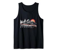 Alaska Mountains National Park Retro Tramonto Anchorage Travel Canotta