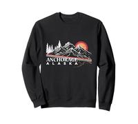 Alaska Mountains National Park Retro Tramonto Anchorage Travel Felpa