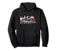 Alaska Mountains National Park Retro Tramonto Anchorage Travel Felpa con Cappuccio
