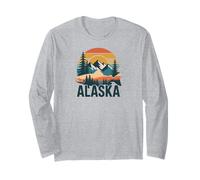 Alaska Retro Sunset Mountain Scene Scenic Outdoor Maglia a Manica