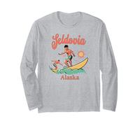 Alaska Seldovia AK Surfer Surf Spiaggia Pesca Vacanza Maglia a Manica