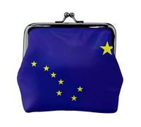 Alaska State Flag Stampato Microfibra PU Leather Wallet Kiss Lock Mini Pouch per Rossetto Key Change Organization