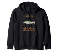 Alaska Territory Fish The King Salmone Felpa con Cappuccio