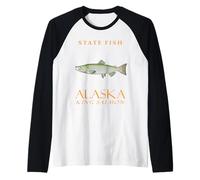 Alaska Territory Fish The King Salmone Maglia con Maniche Raglan