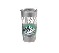 Alaska The Last Frontier, grafica retrò con lago di montagna Bicchiere termico in acciaio inox doppia parete