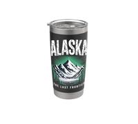 Alaska The Last Frontier, grafica retrò con lago di montagna Bicchiere termico in acciaio inox doppia parete