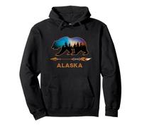 Alaska USA Black Bear Wildlife Starry Night Sky Souvenir Felpa con Cappuccio
