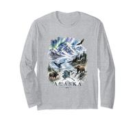 Alaska Wilderness Acquerello Wildlife Landscape Design Maglia a Manica