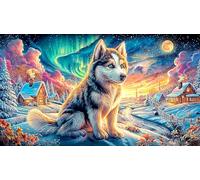 Alaskan Husky in Winter Village Puzzle 1000 pezzi - Gioco educativo difficile & Stimolante Regalo per adulti e bambini 38x52/1000pcs