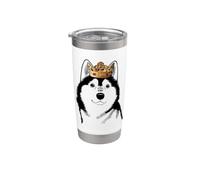 Alaskan Klee Kai cane indossa corona Bicchiere termico in acciaio inox doppia parete