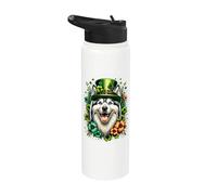 Alaskan Klee Kai Dog St Patricks Day Opere d'arte Stainless Steel Insulated Water Bottle