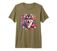 Alaskan Klee Kai Dog St Valentines Day Opera d'Arte Maglietta Premium
