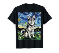 Alaskan Klee Kai Notte Stellata Cute Dog Lover Opera d'Arte Maglietta